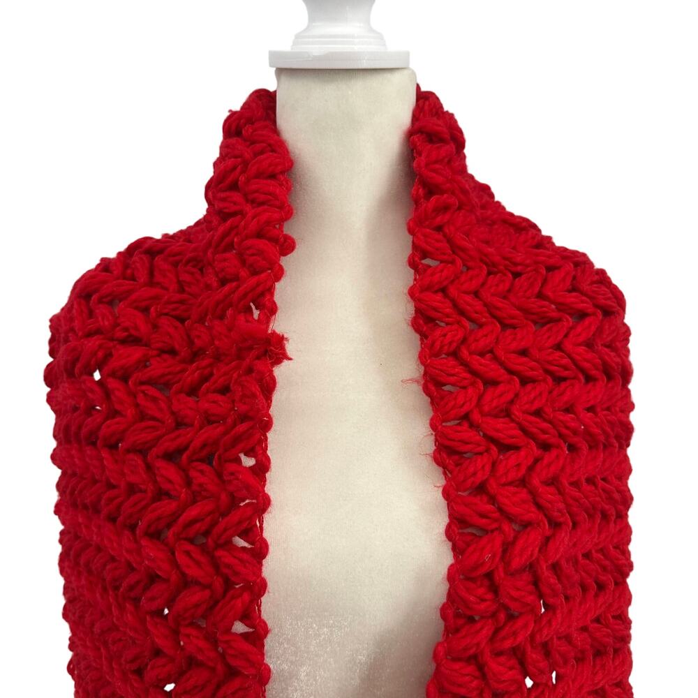 Lane Bryant Infinity Scarf OS Red Chunky Cable Knit Thick Crochet Neck Warmer